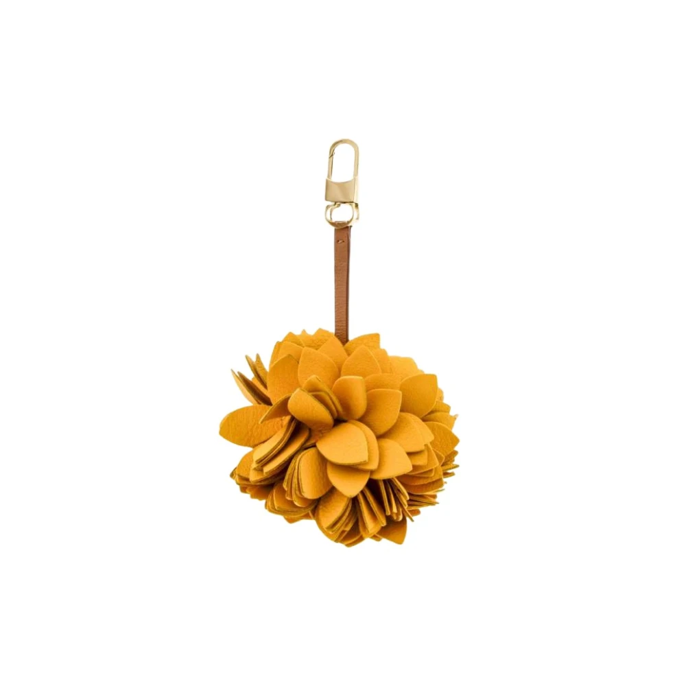 Carolina Herrera Bloem Charme Leren Sleutelhanger Yellow Unisex