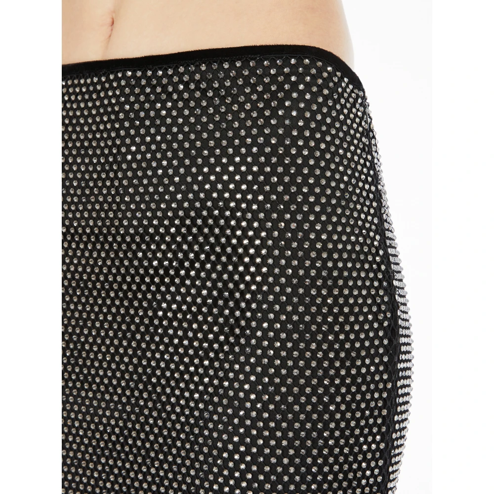 SPORTMAX Zwarte rok met strass en fluwelen afwerking Black Dames