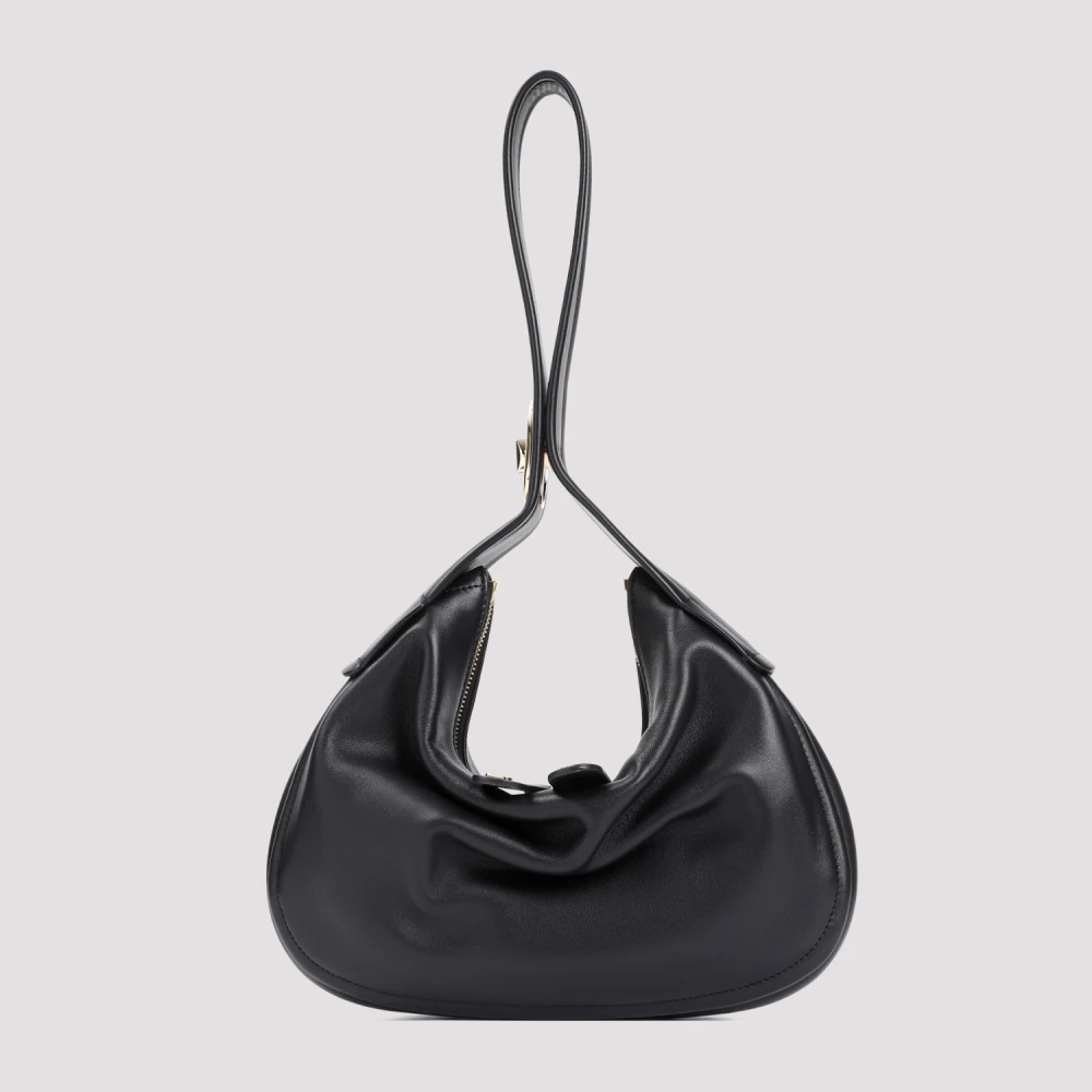 Valentino Garavani Zwarte leren schoudertas met Vlogo-sluiting Black Dames