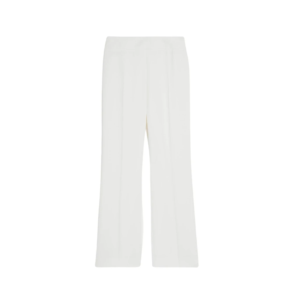 Max Mara White Wide Leg Fluid Trousers Estense - Female - Straight Trousers - 3XS - Trousers