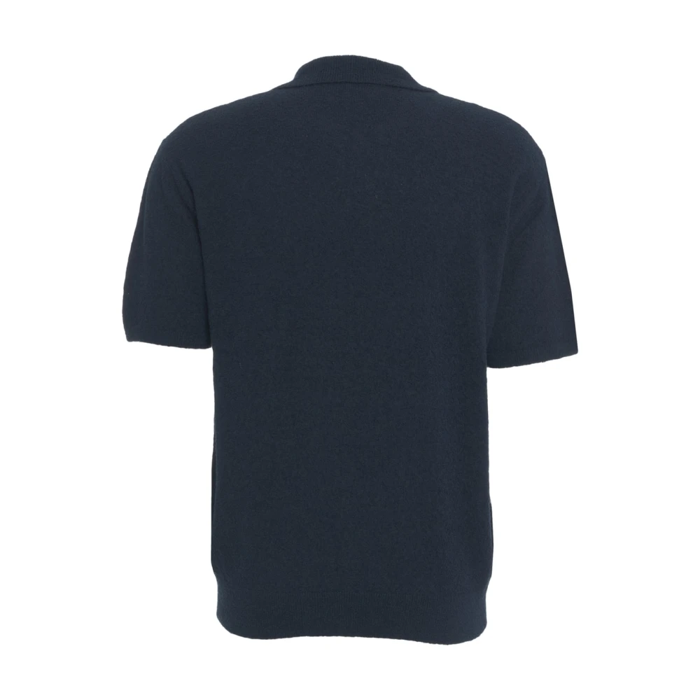 closed Blauwe Bouclé Gebreide Poloshirt Blue Heren