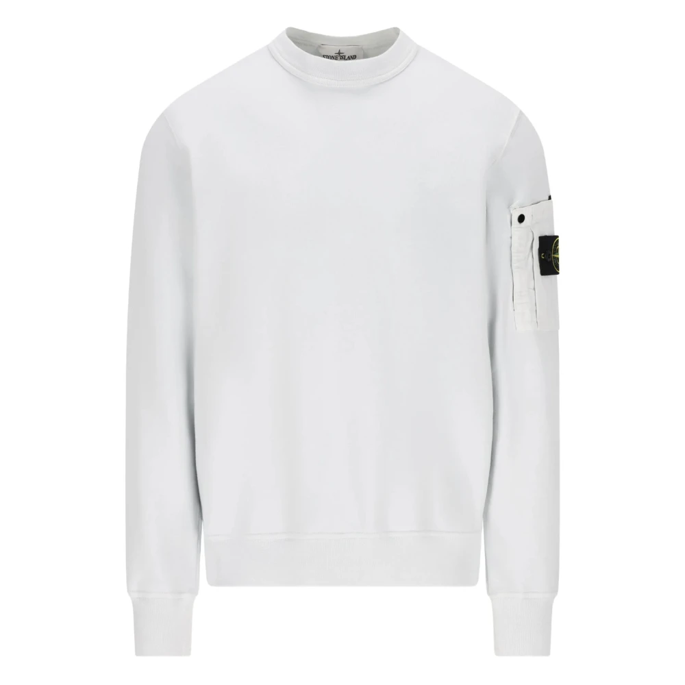 Stone Island Men's Gray Sweatshirts, S, Felpa Con Logo Applicazione