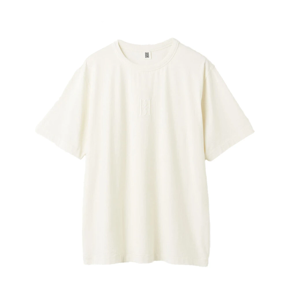 By Malene Birger Broderad Loose-Fit Bomull T-shirt White, Dam
