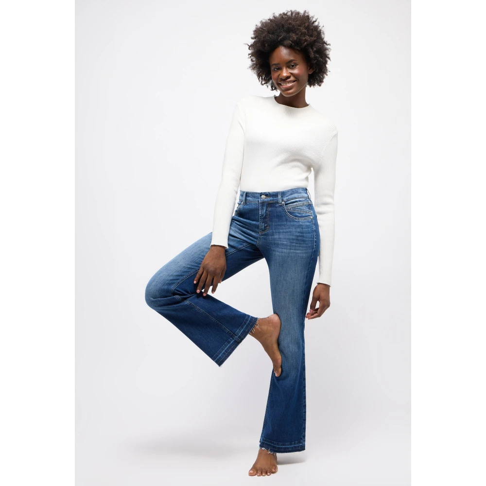 Angels Flared Fringe Jeans Blue Dames