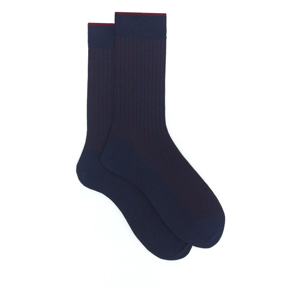 Gallo Korte blauwe geplateerde katoenen sokken voor heren Multicolor Heren