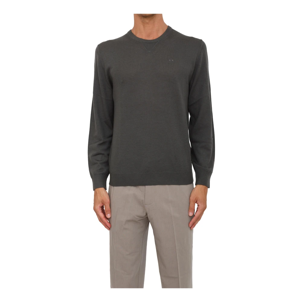 Armani Exchange Men's Green Round-Neck Knitwear, S, Crewneck Jumper