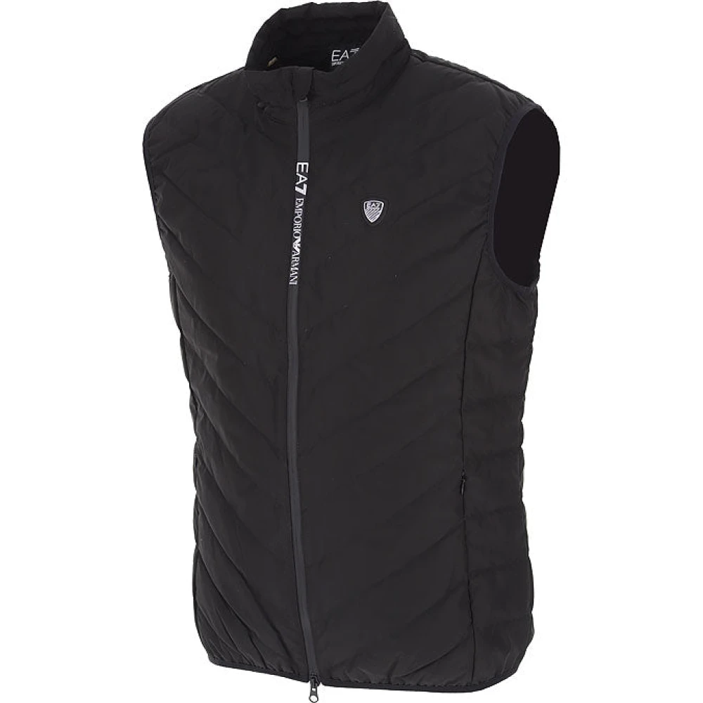 Emporio Armani EA7 Zwarte Mouwloze Donsvest Met Ritssluiting Black Heren