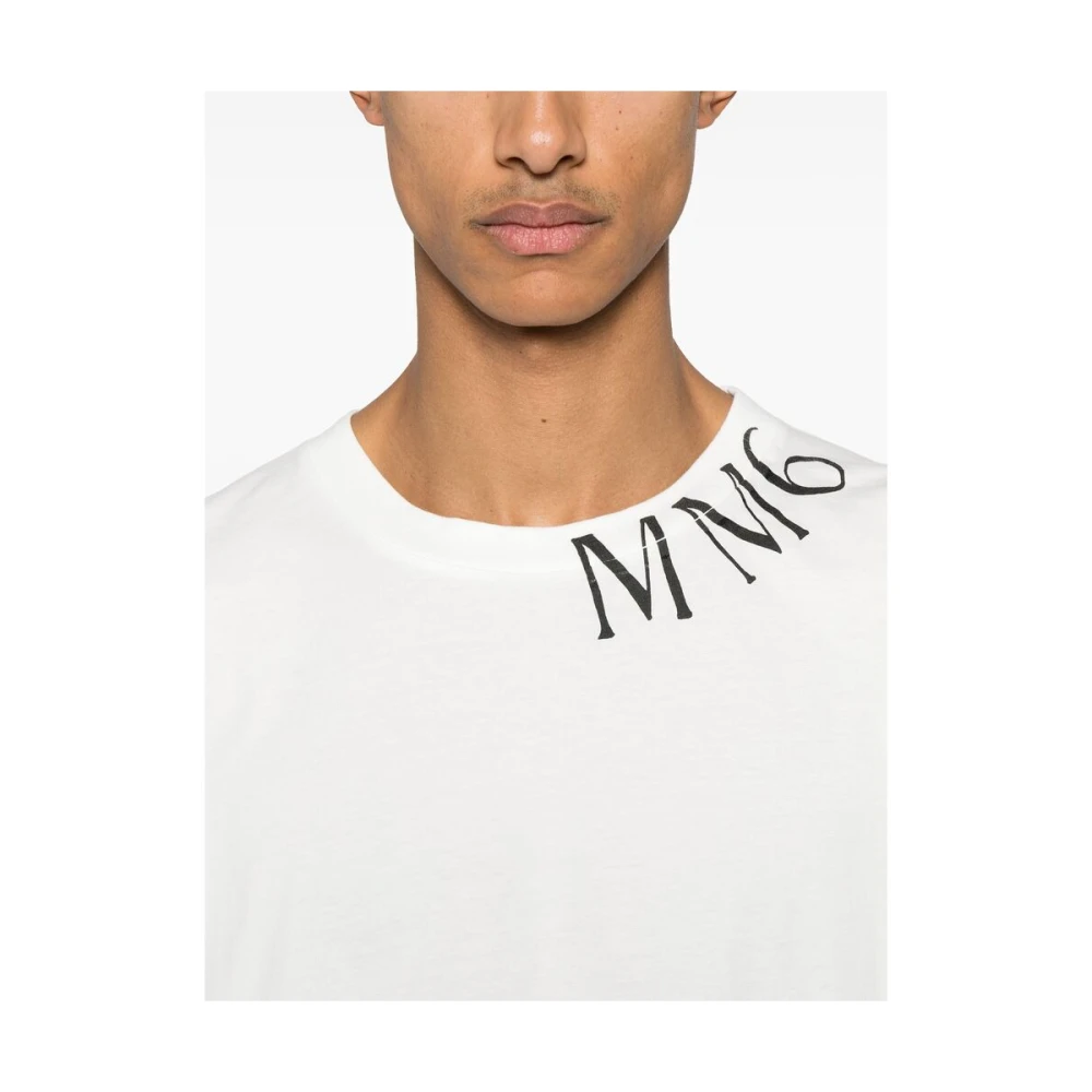 MM6 Maison Margiela Witte Crew Neck Longsleeve T-shirt White Heren