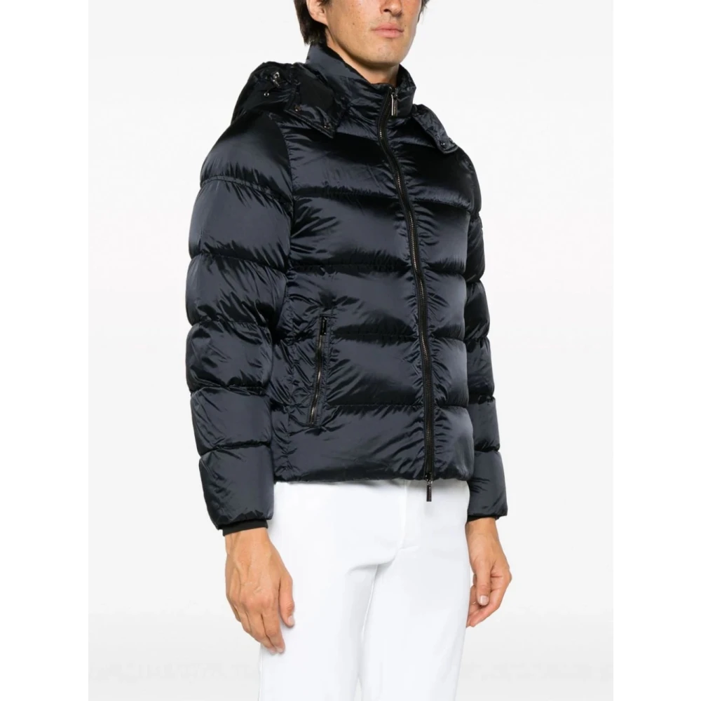 Moorer Blauwe Pufferjas met Afneembare Capuchon Blue Heren