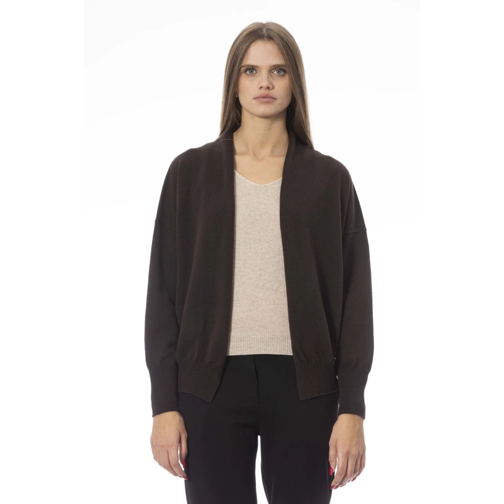 Baldinini Trendy Cardigan met Metalen Monogram Brown Dames