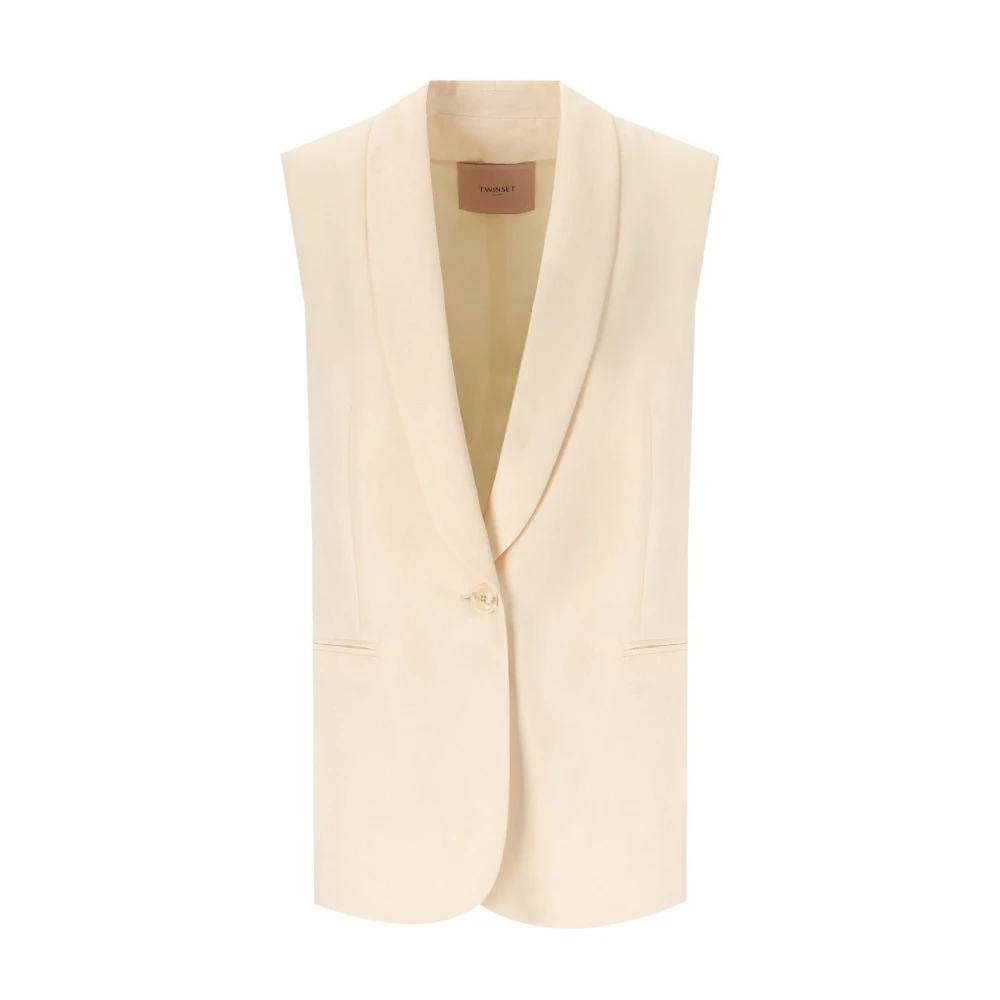 Twinset Ivory Single-Breasted Vest Beige Dames