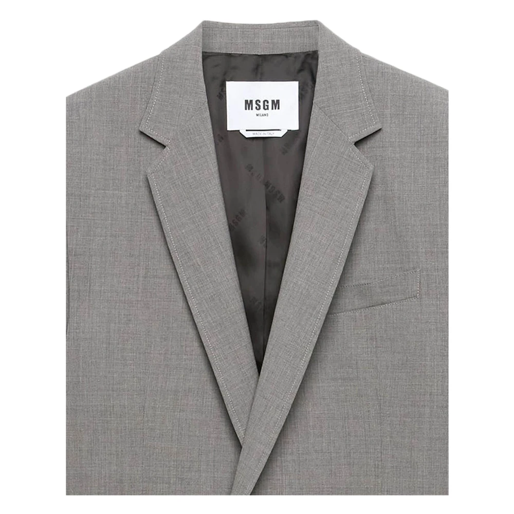 Msgm Grijze Double-Breasted Jassen Gray Heren
