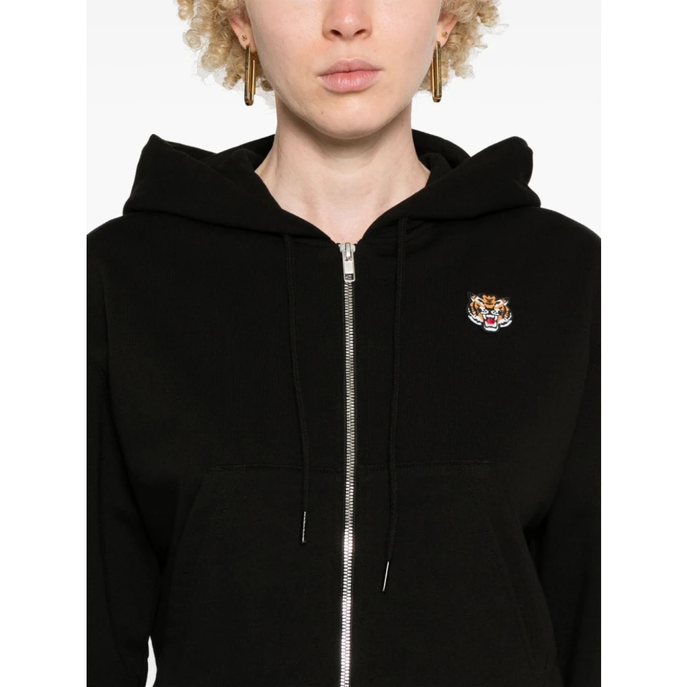 Kenzo Zwarte Crop Hoodie met Rits Black Dames