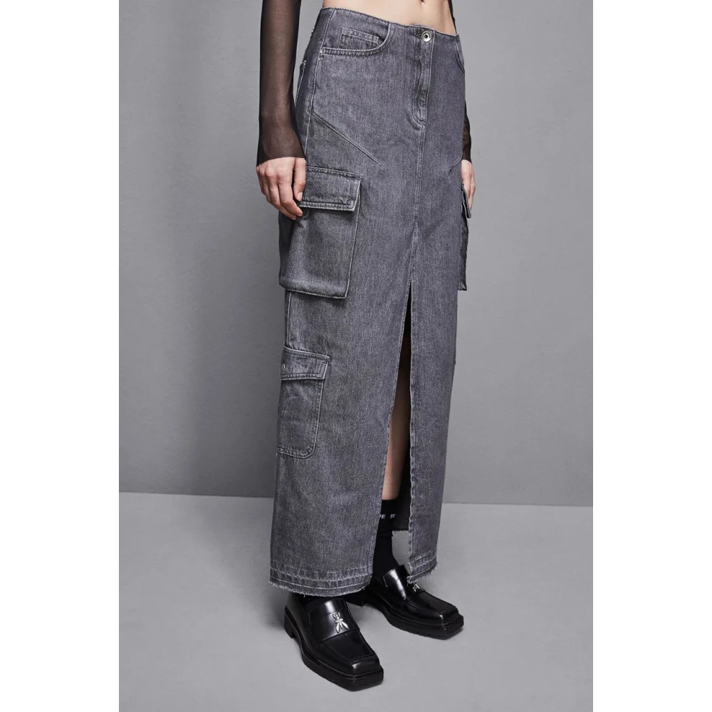 PATRIZIA PEPE Cargo Lange Denim Rok Gray Dames