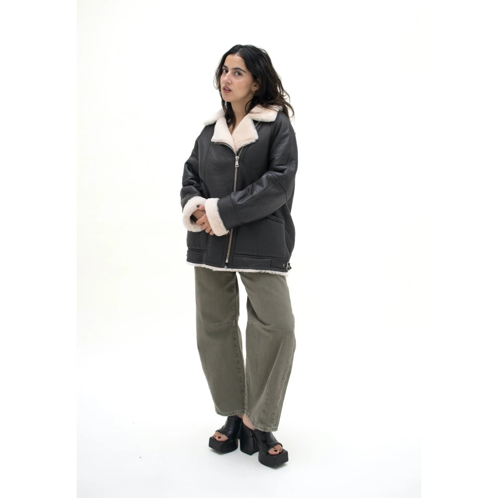 Just Things we Like Shearling jas Black Dames