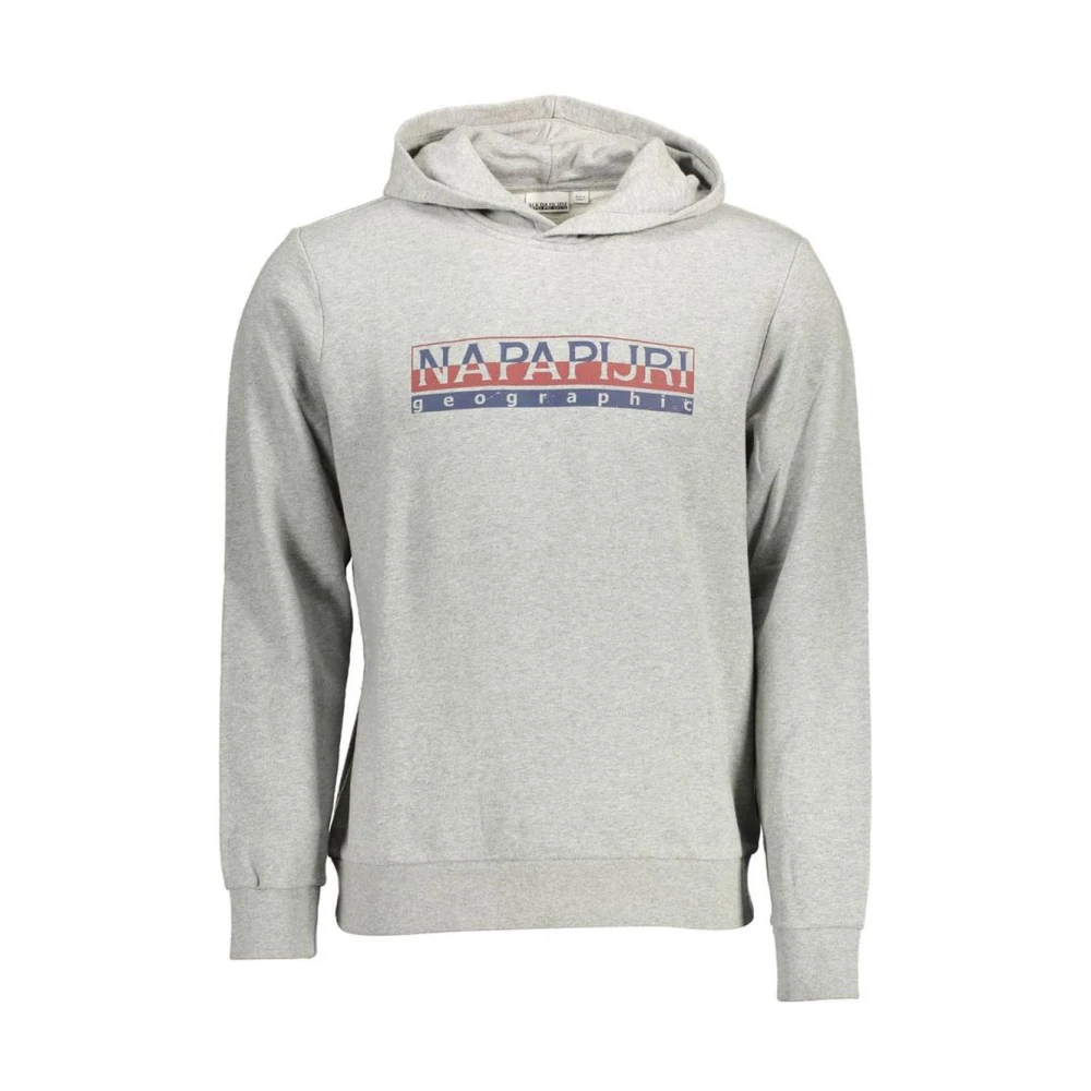 Napapijri Men's Gray Hoodie With Unique Print