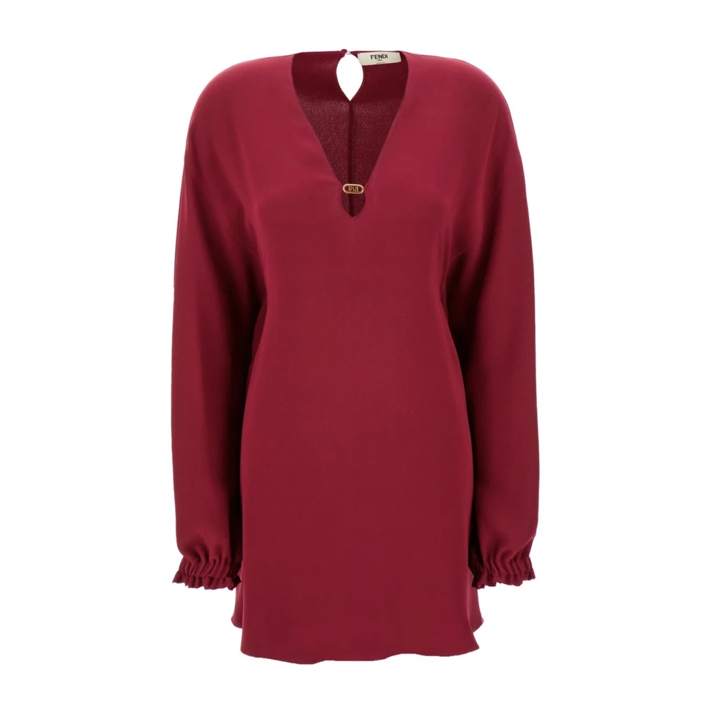 Fendi Women's Red Cady Silk Dress - Short Dresses - Xs - Dresses