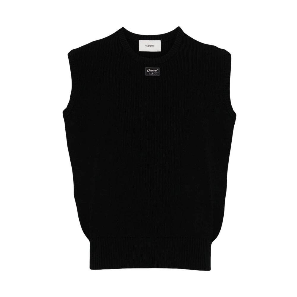 Coperni Zwarte Gebreide Mouwloze Trui met Logo Black Heren
