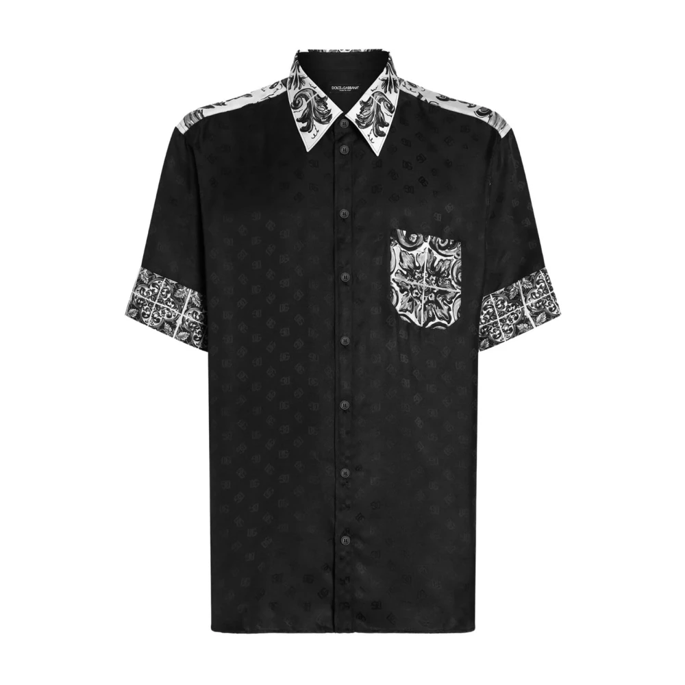 Dolce & Gabbana Mannelijk Zwart Overhemden Heren, L, Katoen, Casual Katoenen Overhemd