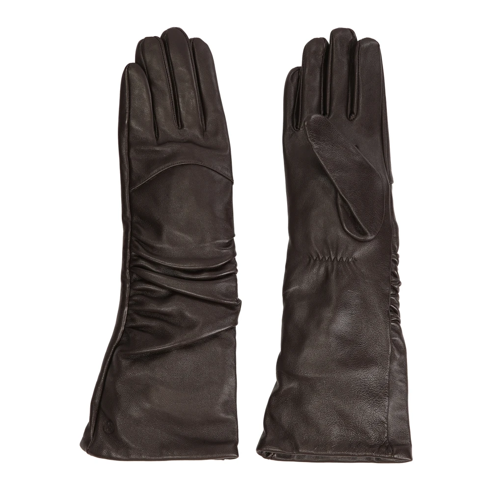 Kazar Lange donkerbruine handschoenen met een plooi Brown Dames