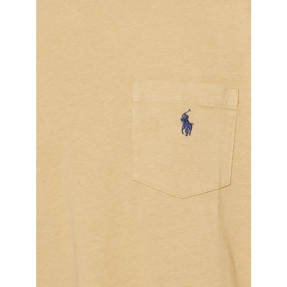 Ralph Lauren Katoenen linnen T-shirt met borstzakje Beige Heren