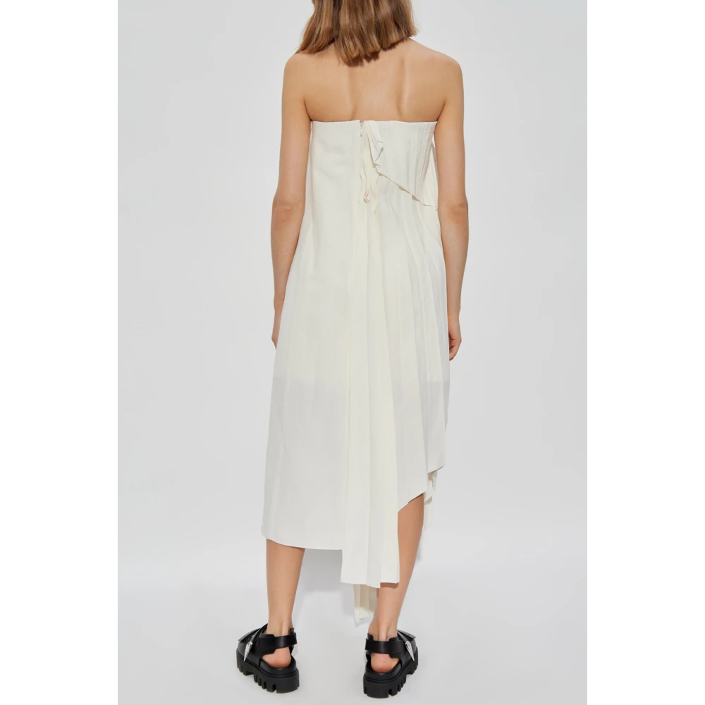 alexander mcqueen Geplooide off-shoulder jurk Beige Dames