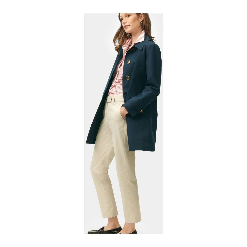 Brooks Brothers Retro-geïnspireerde twill regenjas Blue Dames