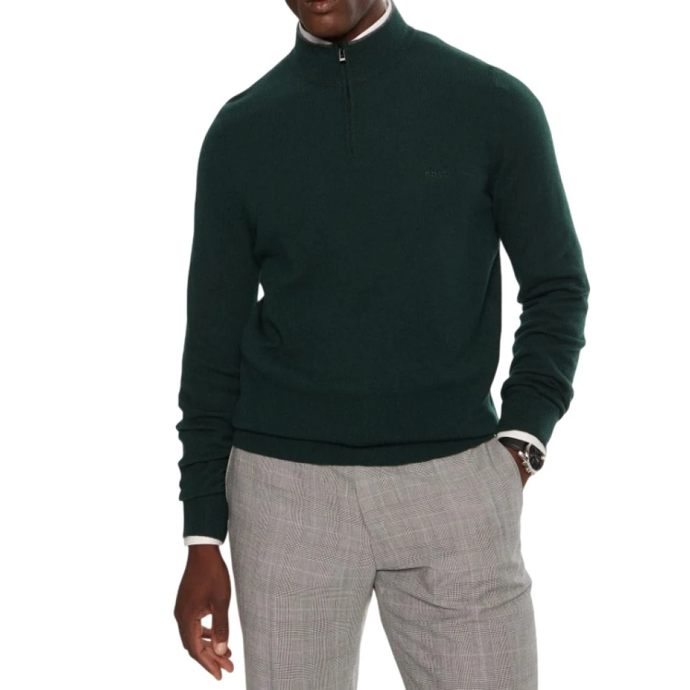 Hugo Boss Groene Sweater met Halve Rits Green Heren