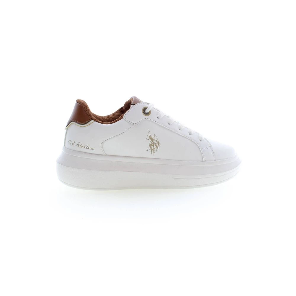 U.s. Polo Assn. Women's White Polyester Sneaker With Contrasting Details