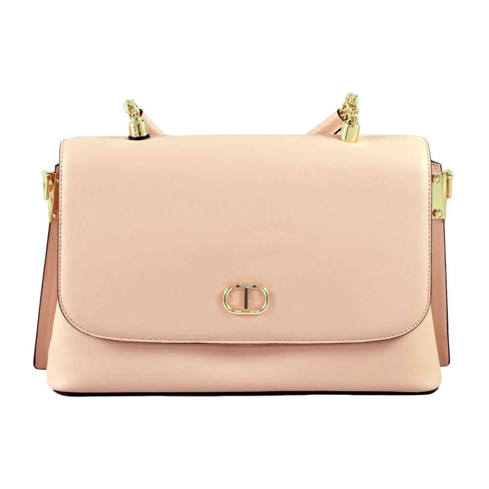 Twinset Stijlvolle Schoudertas met Clip Sluiting Pink Dames