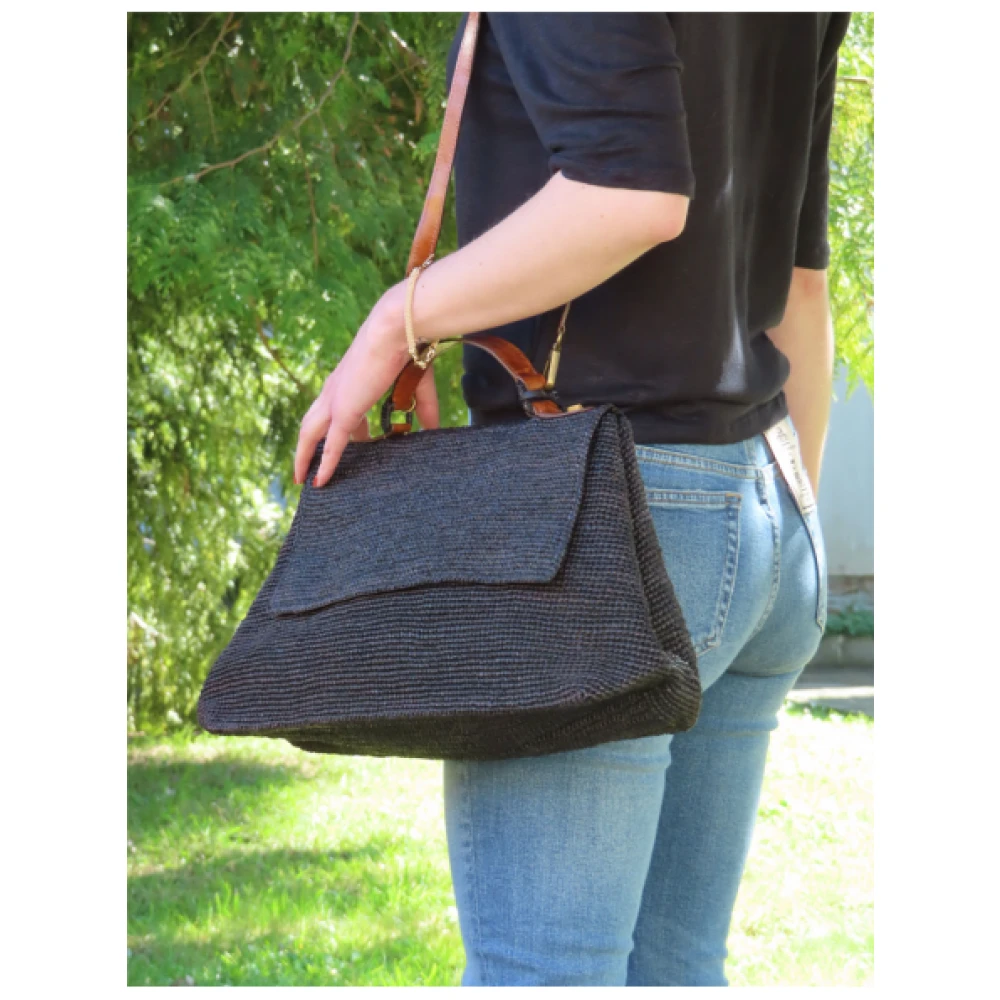 Ibeliv Lahady Raffia Handtas Black Dames
