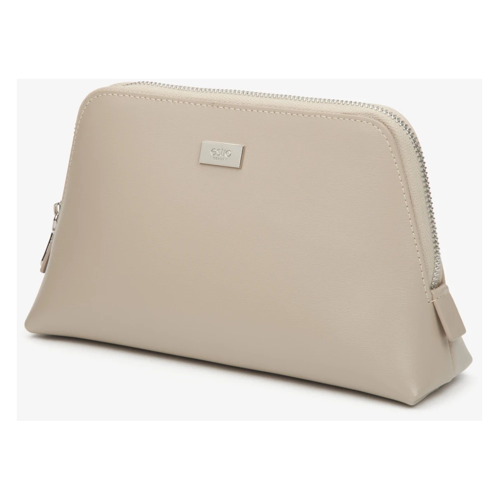 Estro Dames Beige Leren Make-up Tas Er00116275 Beige Dames