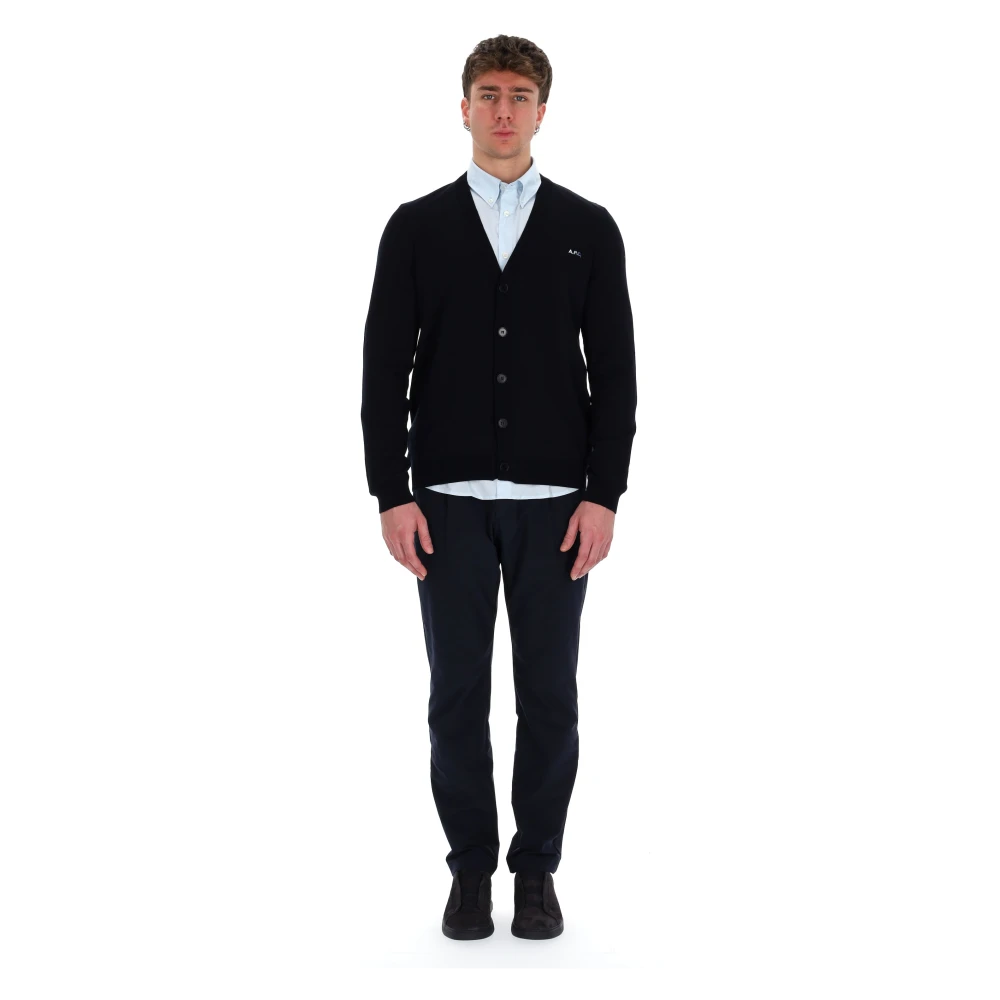 A.p.c. Blauwe Katoenen Cardigan Sweater Blue Heren