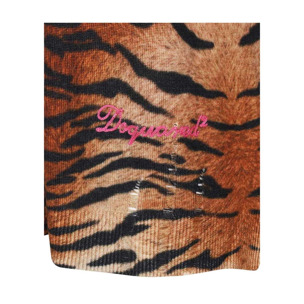 Dsquared2 Dierenprint Wollen Trui Multicolor Dames