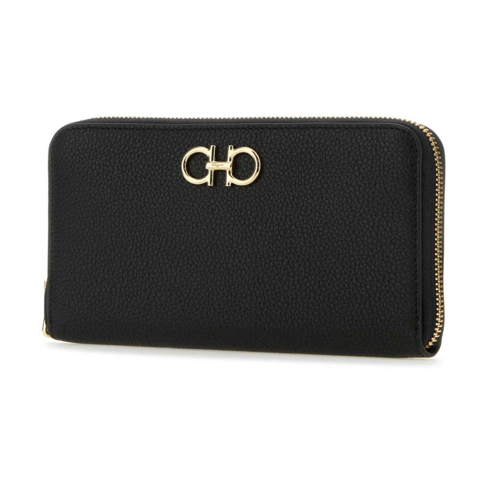 Salvatore Ferragamo Klassieke Zwarte Leren Portemonnee Black Dames