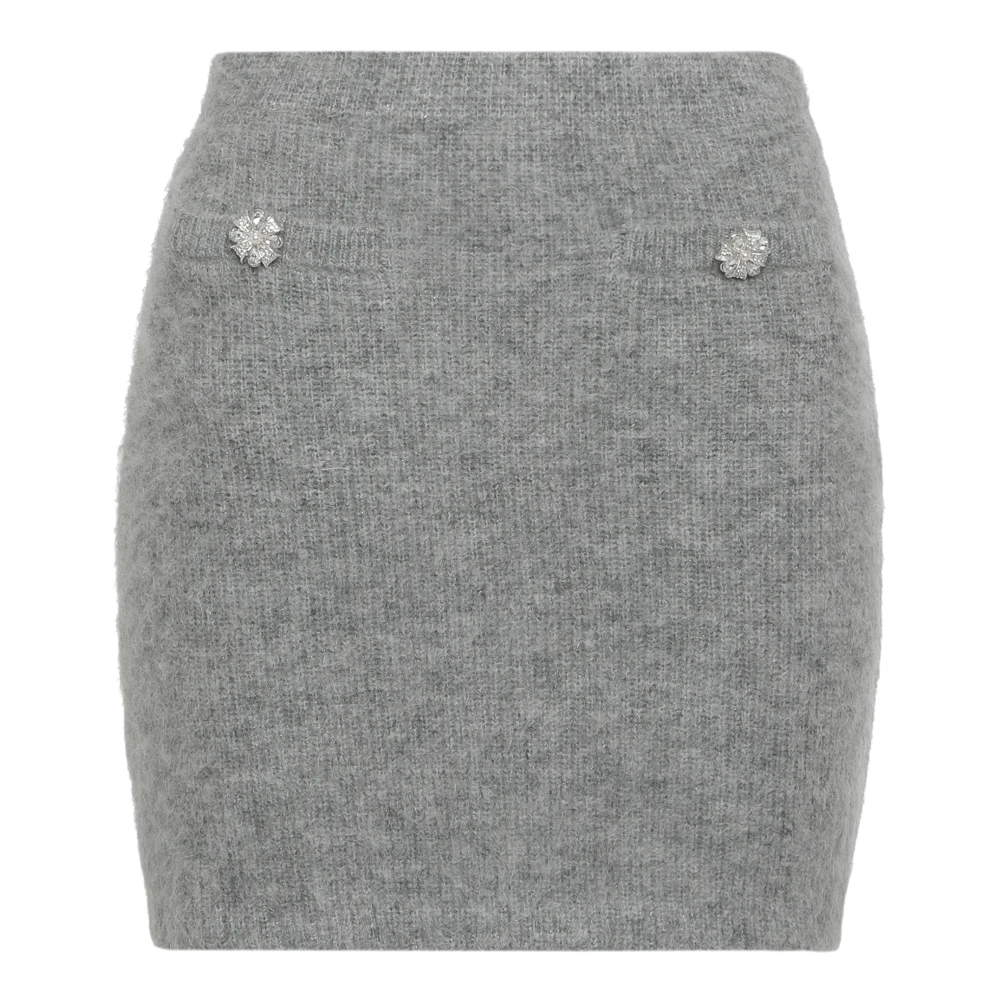Self Portrait Women's Gray Knit Mini Skirt