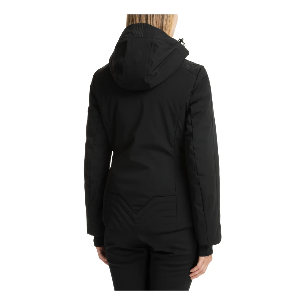 Emporio Armani EA7 Ritssluiting Effen Ski Jas Capuchon Black Dames