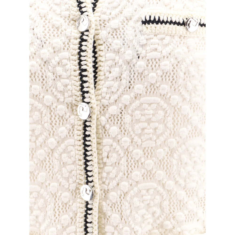 TORY BURCH Wit Gebreide Kleding Ronde Hals Metalen Knopen White Dames