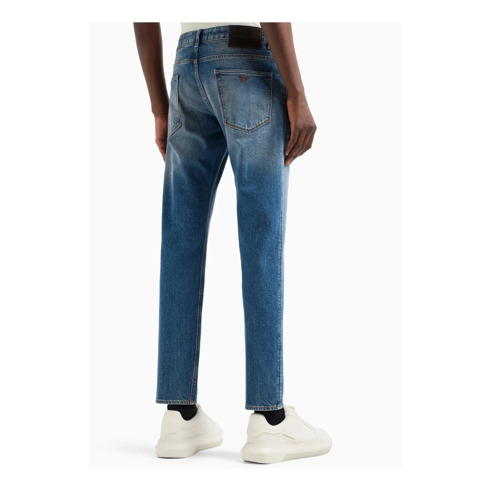 Emporio Armani Slim Fit Denim Jeans Lage Taille Blue Heren