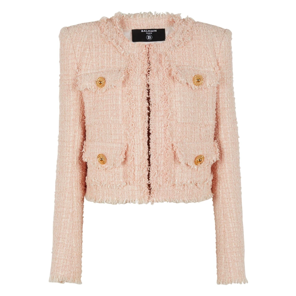 Balmain Women's Pink Tweed Jacket - Tweed Jackets - M - Jackets