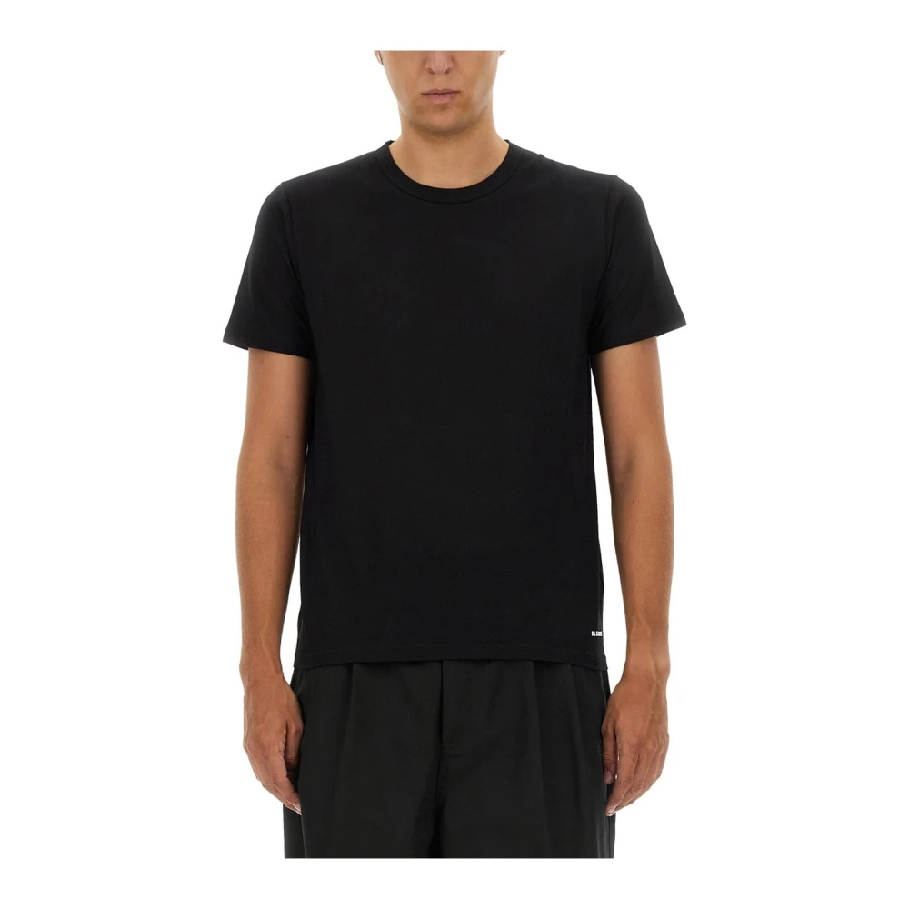 Jil Sander Svart Essential T-Shirt Med Rund Hals I Bomullsjersey