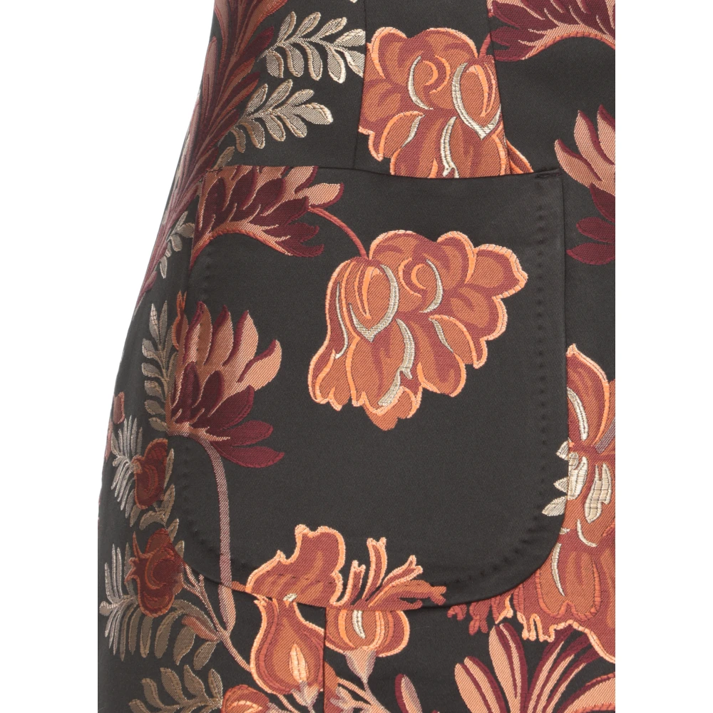 ETRO Zwarte Bloemen Blazer Peak Revers Multicolor Dames