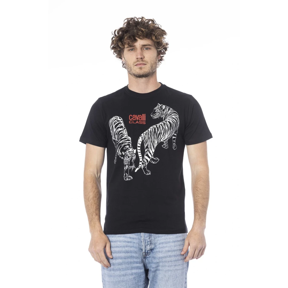 Cavalli Class Logo Print Korte Mouw T-shirt Black Heren