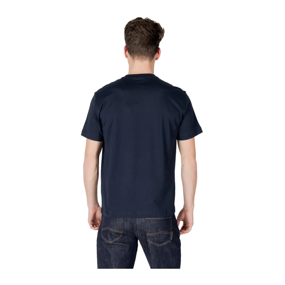 Emporio Armani EA7 Blauw Katoenen T-shirt voor Mannen Blue Heren