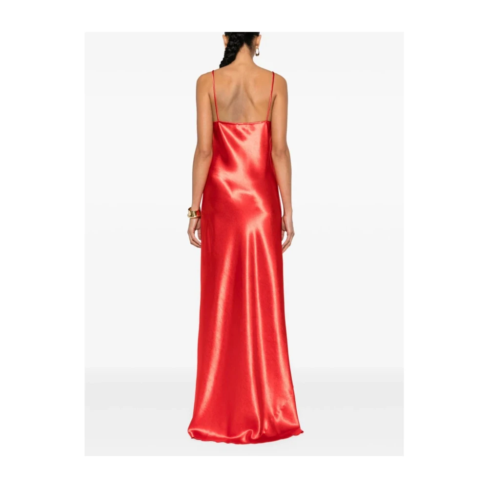 Forte Hibiscus Shining Satin Slip Jurk Orange Dames