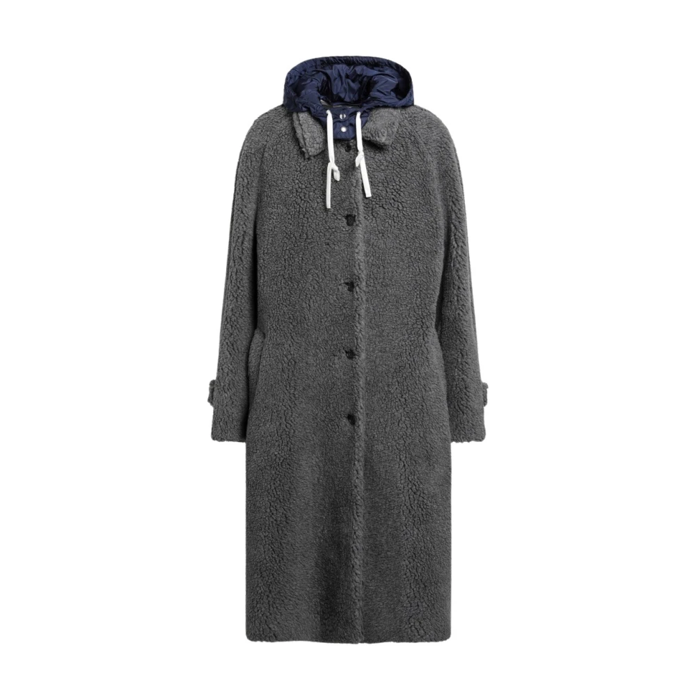 Miu Miu Women's Grey Slate Shearling-Effect Coat - Image 3