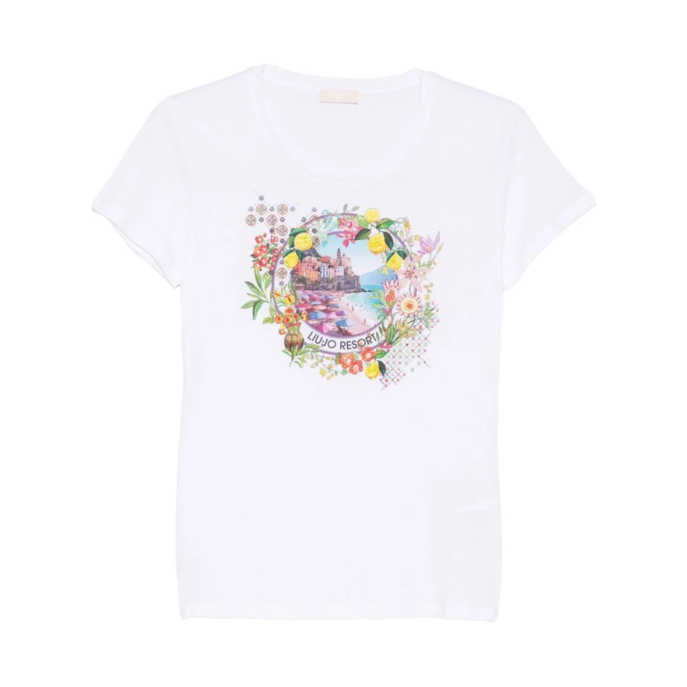 Liu Jo Vrouw Wit Tops Dames, M, Katoen, Cotton T-Shirt Met Print