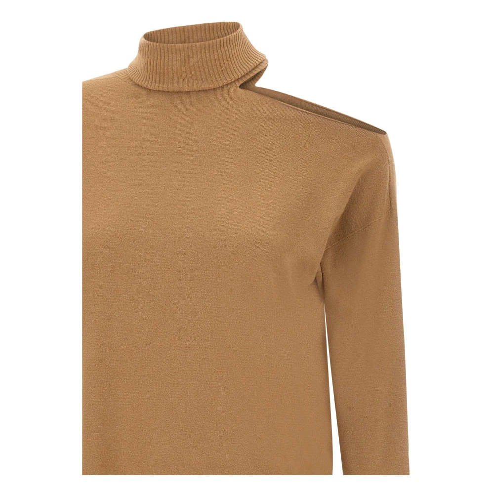 Kaos Bruine Sweater met Cut-Out Detail Brown Dames