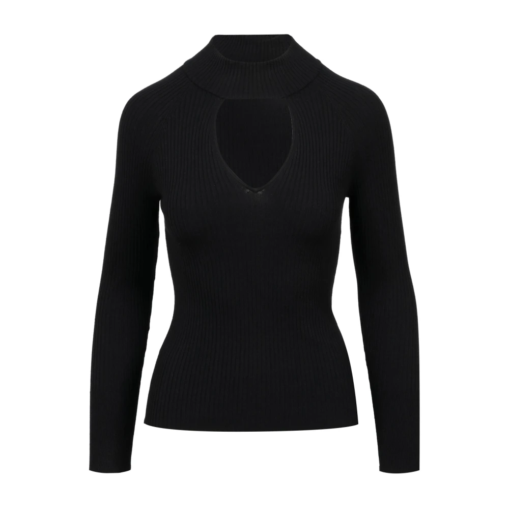 Kaos Ribgebreide Hoge Hals Trui Black Dames