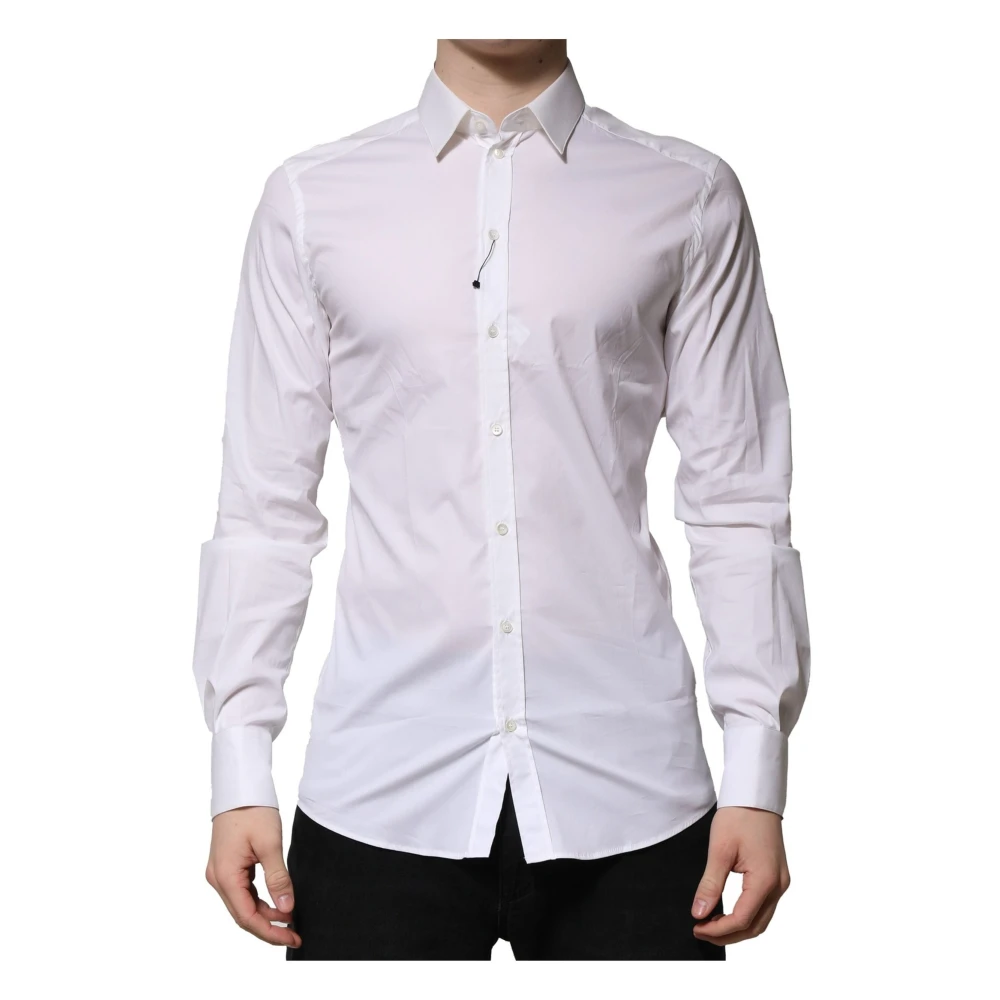 Dolce & Gabbana White Cotton Gold Formal Shirt - Male - Formal Shirts - S - Shirts